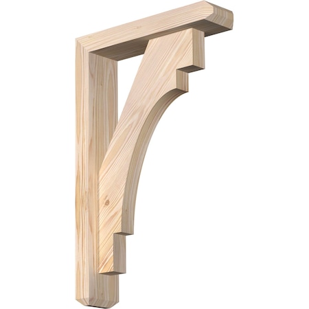 Ekena Millwork Merced Craftsman Smooth Bracket w/ Offset Brace, Douglas Fir, 3 1/2"W x 14"D x 22"H BKT0402X14X22MRC04SDF